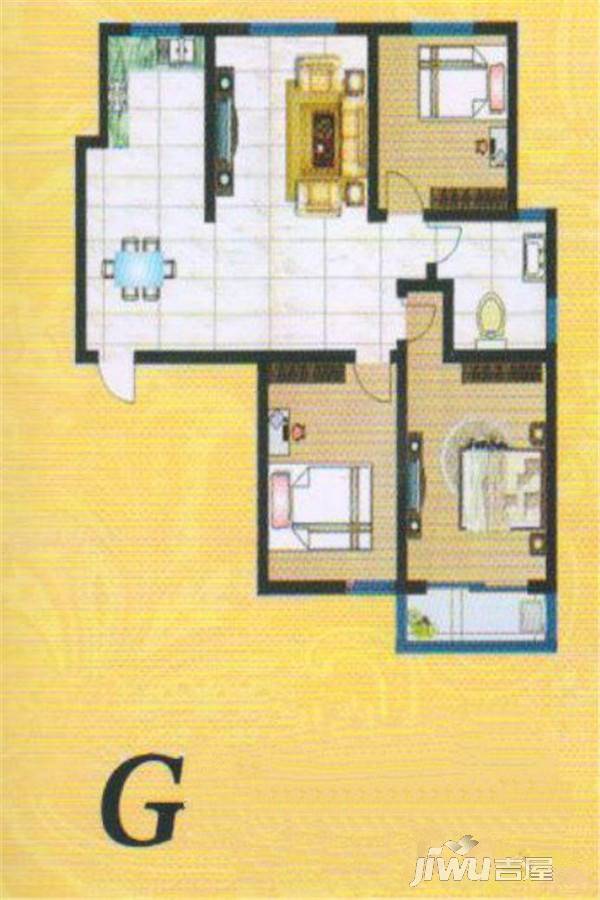 建福嘉园3室2厅1卫127㎡户型图