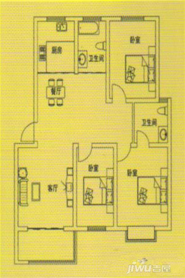 尚书苑3室2厅2卫116.3㎡户型图