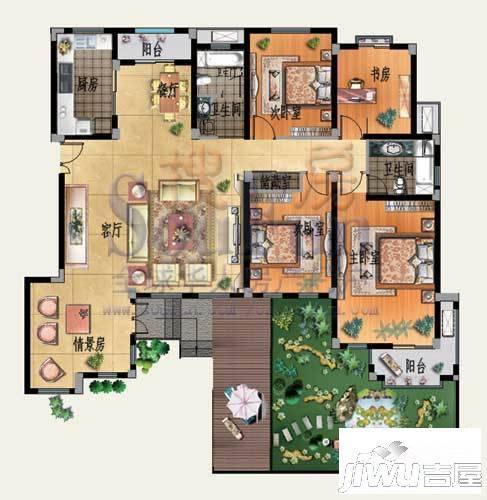 西城格兰艺堡4室2厅2卫169.6㎡户型图