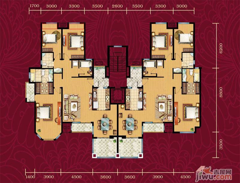 荣盛馨河郦舍3室2厅2卫160.1㎡户型图