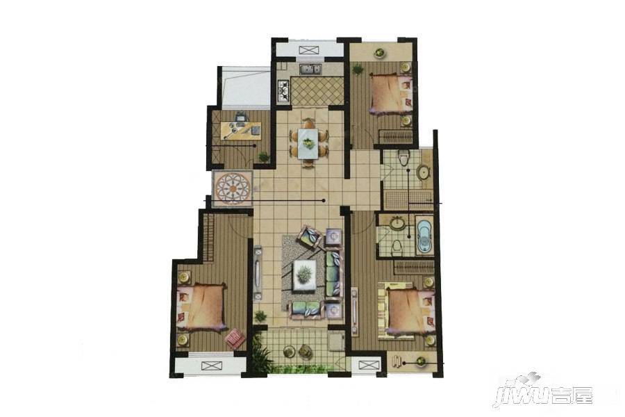 半岛珑庭二期3室2厅2卫120㎡户型图