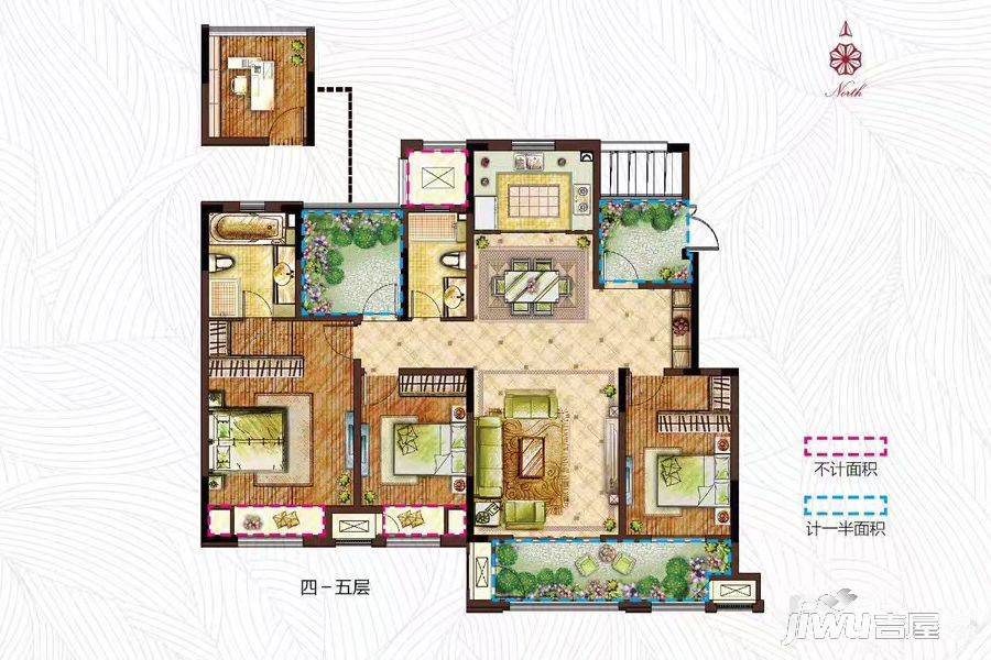 新城郡未来4室2厅2卫143㎡户型图