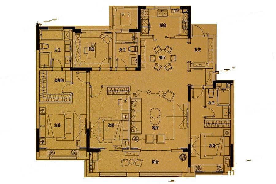 金坛新城金郡4室2厅3卫181㎡户型图