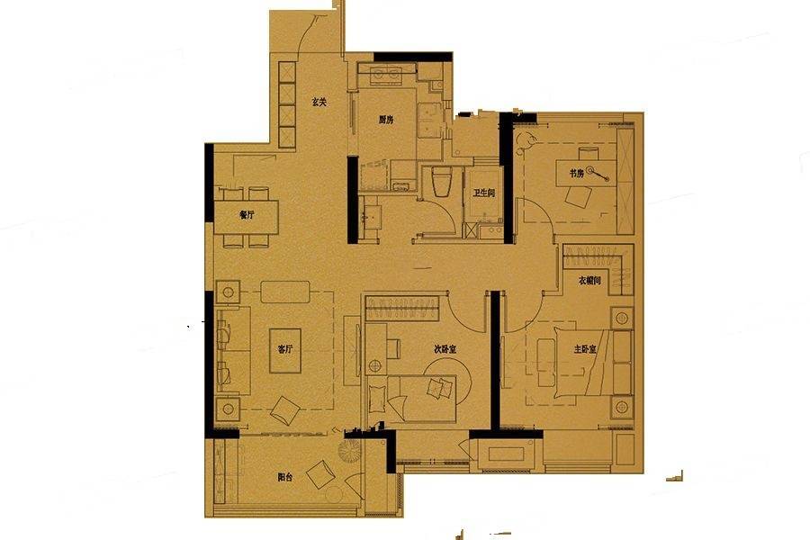 金坛新城金郡3室2厅1卫102㎡户型图