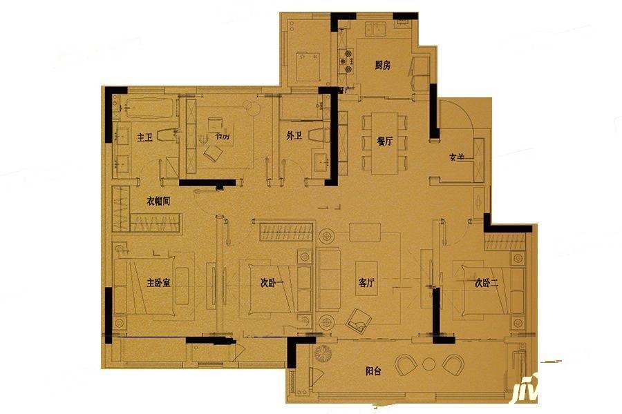 金坛新城金郡4室2厅2卫143㎡户型图