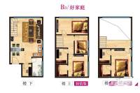 梦想空间3室2厅1卫48㎡户型图