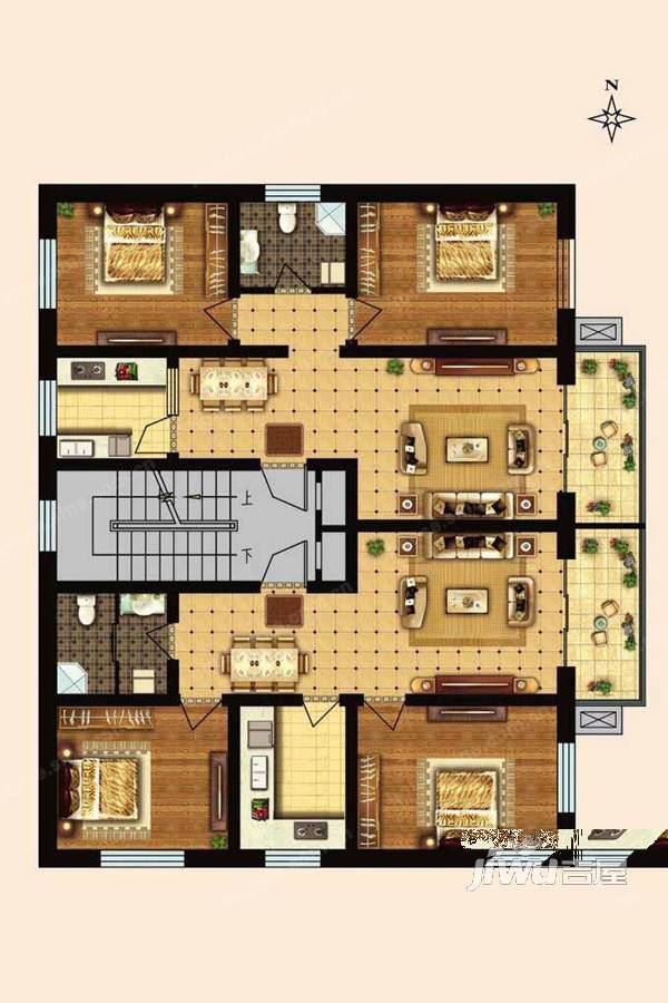 印象怡园2室2厅1卫86.3㎡户型图