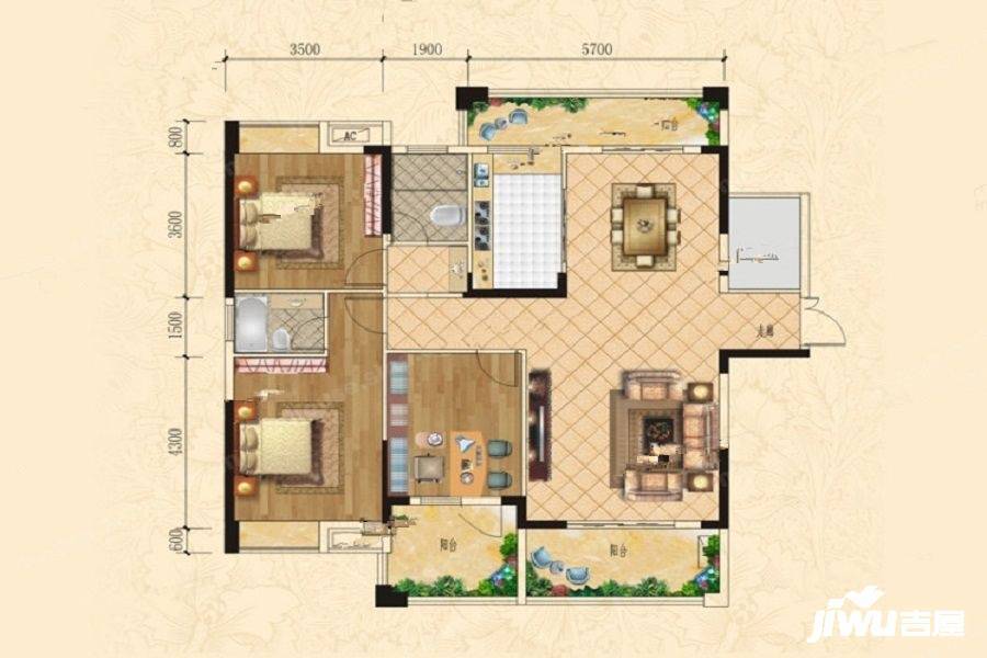 中正桂花庄园3室2厅2卫145.8㎡户型图