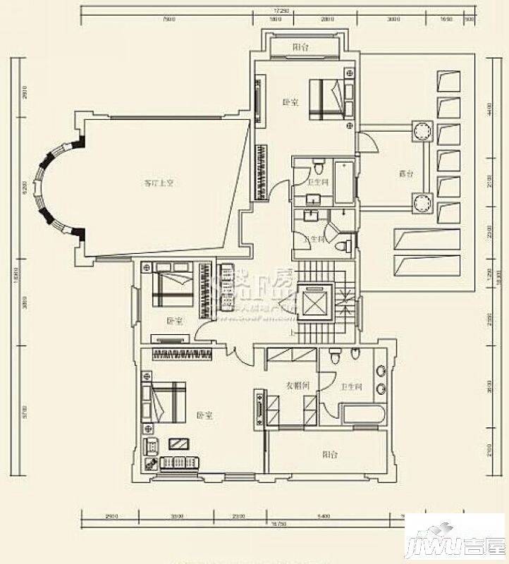 山水国际普通住宅407.7㎡户型图