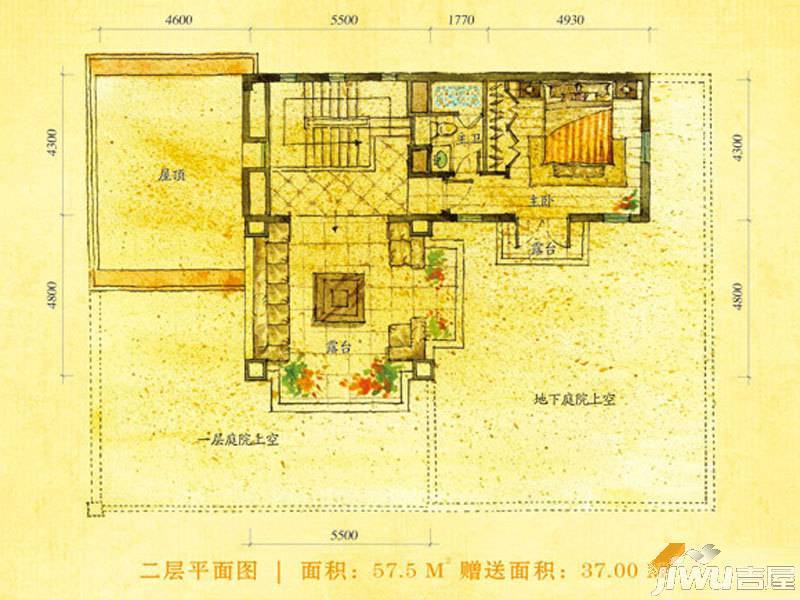 Aloha清水湾1室1厅1卫58㎡户型图