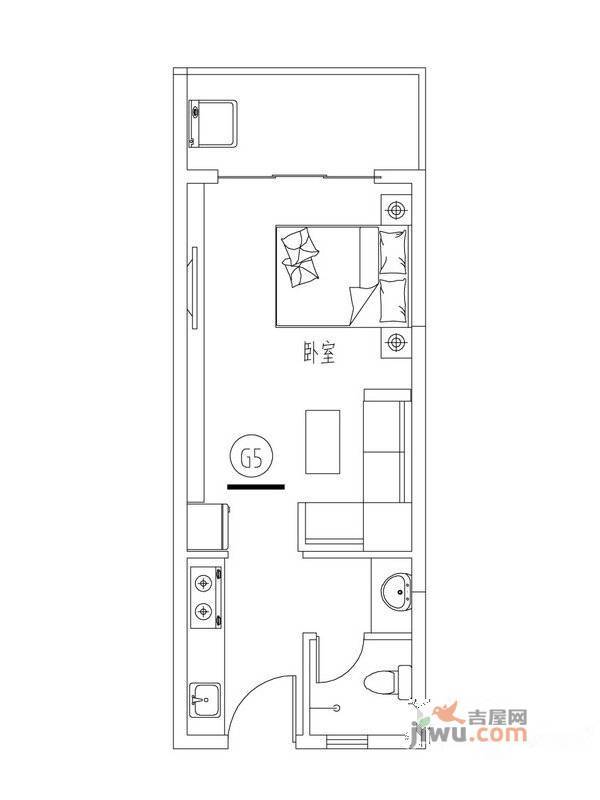 龙溪雅居1室1厅1卫40.7㎡户型图