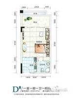 东方蓝城一号1室1厅1卫39㎡户型图