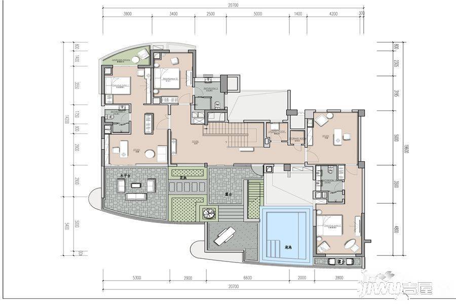 蓝海华庭8室3厅6卫525.3㎡户型图