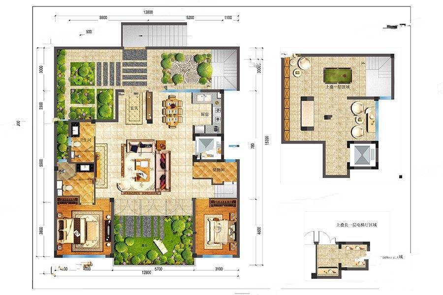 北京城建海云府2室2厅2卫200㎡户型图