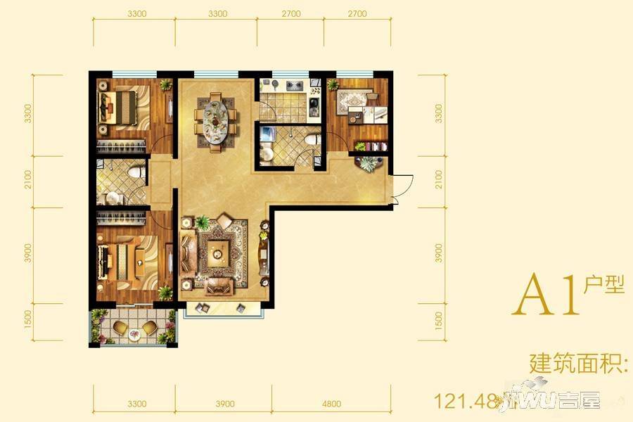 农牧提香苑4室1厅2卫132㎡户型图