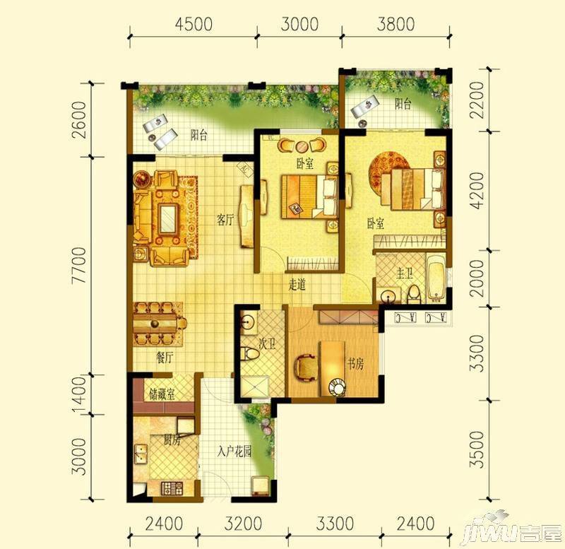 置信逸景苑3室2厅2卫109㎡户型图