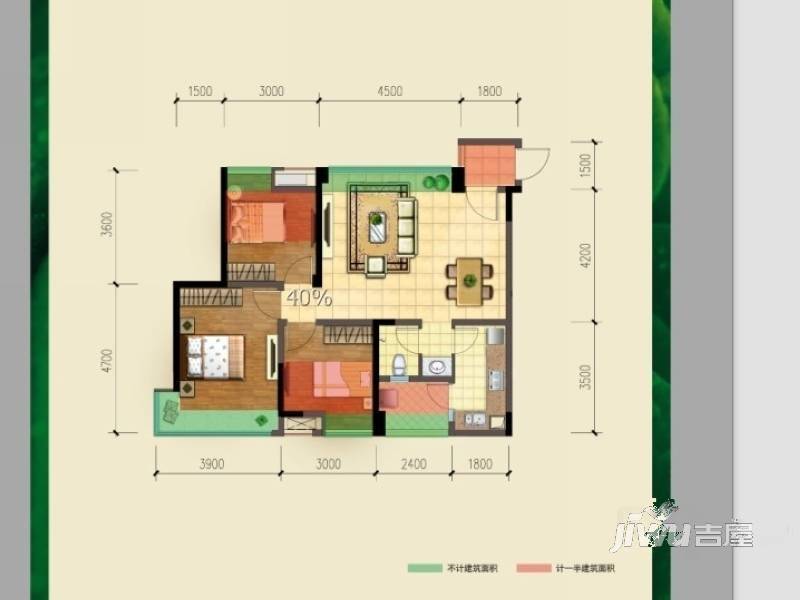 保利叶语4,5,6号楼标准层d2户型