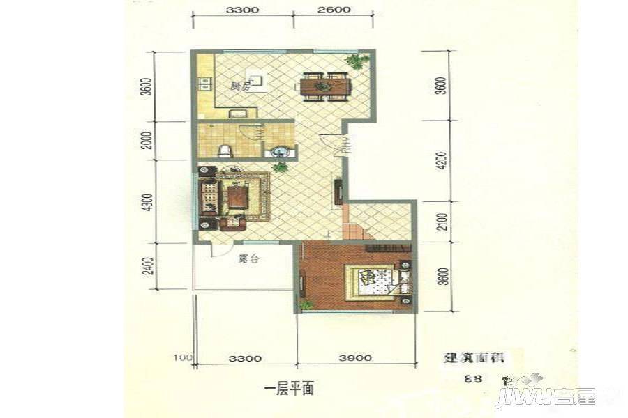 金景花语城1室1厅1卫88㎡户型图