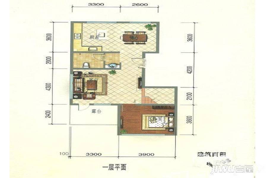 金景花语城1室1厅1卫88㎡户型图