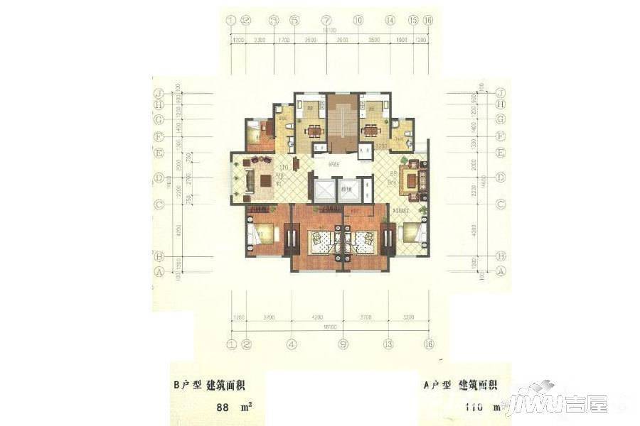 金景花语城3室2厅1卫110㎡户型图