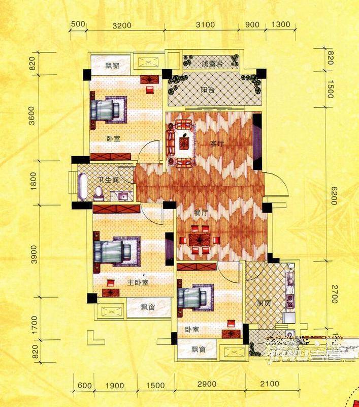 协和家园·集美郡0室2厅1卫89㎡户型图