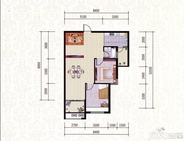 城南首座2室2厅1卫78㎡户型图