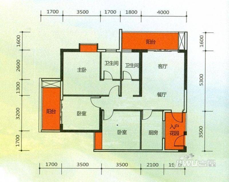 彩虹城3室2厅2卫119㎡户型图