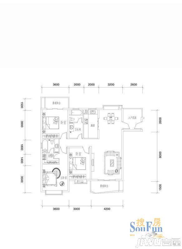 上东·龙城世家3室2厅2卫户型图