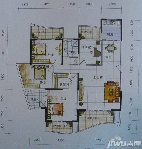 上东·龙城世家4室2厅2卫180㎡户型图