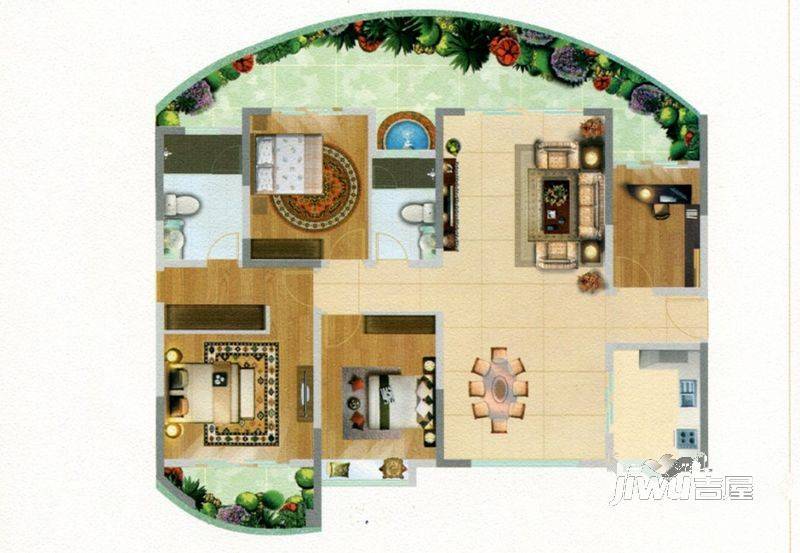 保利大江郡4室2厅2卫133㎡户型图