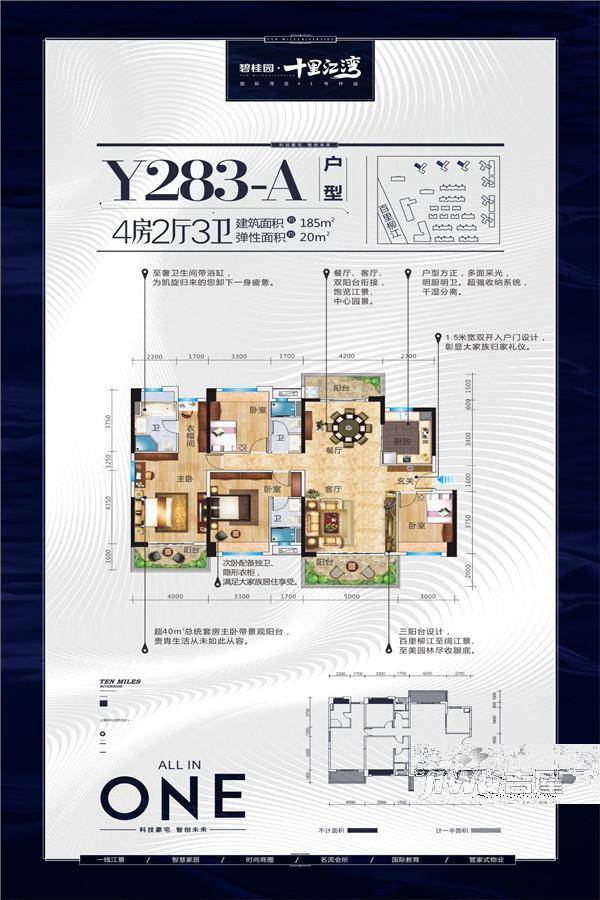 碧桂园十里江湾4室2厅3卫185㎡户型图