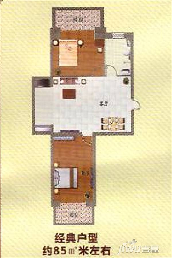 宝清新华名苑2室2厅1卫85㎡户型图