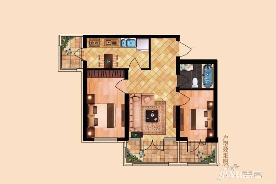 城发三环信息苑2室1厅1卫45.8㎡户型图