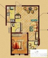 南通现代生活广场1室2厅1卫60.5㎡户型图