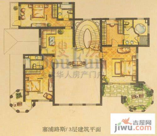 优山美地3室2厅3卫80㎡户型图