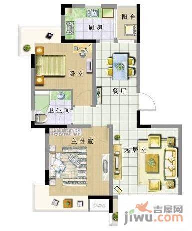 中港城2室2厅1卫89㎡户型图