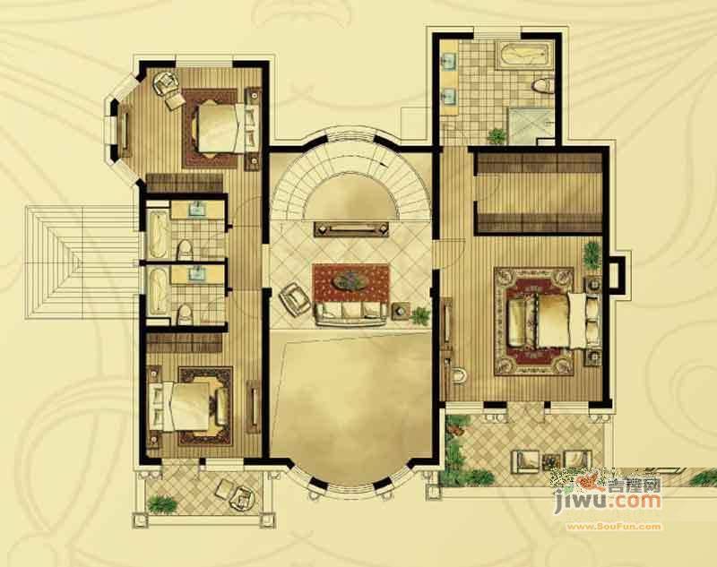 龙豪海景湾4室3厅5卫180㎡户型图