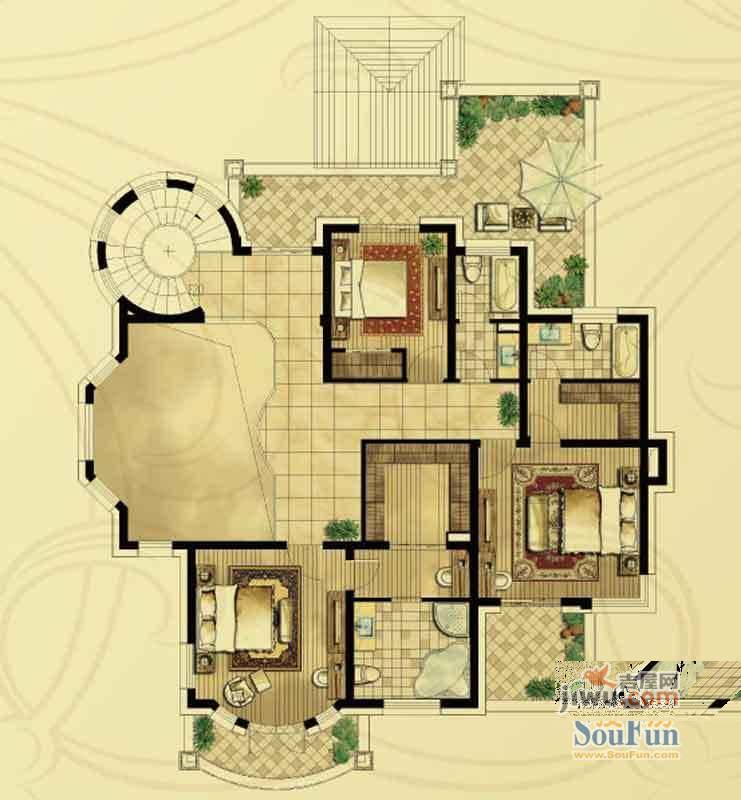 龙豪海景湾4室3厅4卫180㎡户型图