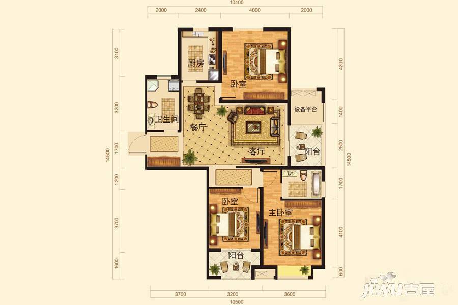 浅水湾名门世家3室2厅2卫135㎡户型图