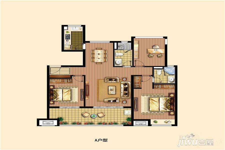 万科白鹭郡3室2厅2卫120㎡户型图