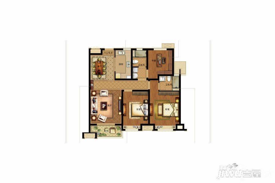 保利香槟国际3室2厅2卫115㎡户型图