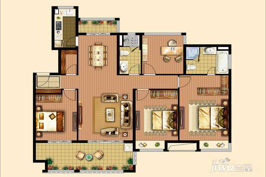 万科白鹭郡4室2厅2卫146㎡户型图