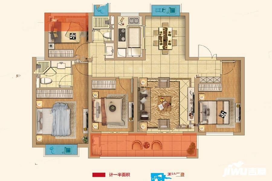 中南熙悦4室2厅2卫134㎡户型图