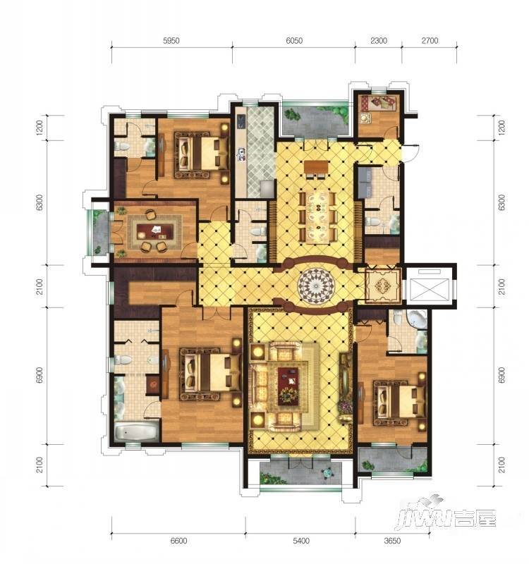 御宫华府5室3厅5卫300㎡户型图