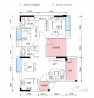 诚丰新园2室2厅2卫90.7㎡户型图