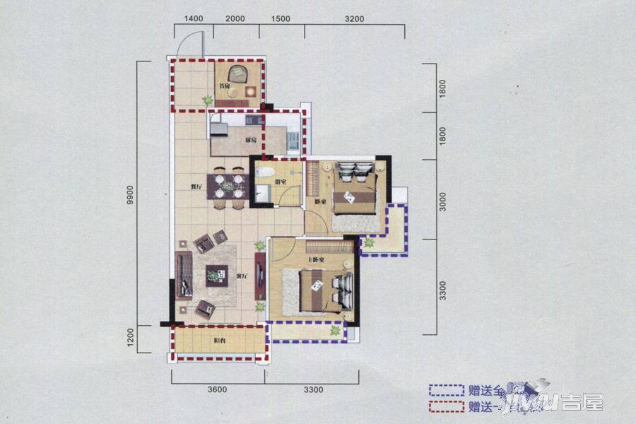 第首未来港2室2厅1卫76㎡户型图