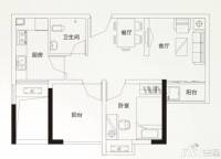 旭日海岸2室2厅1卫55.6㎡户型图