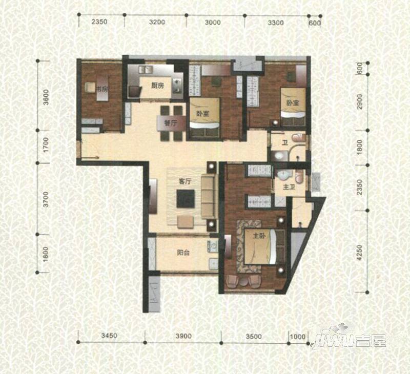 公园里4室2厅2卫105.7㎡户型图