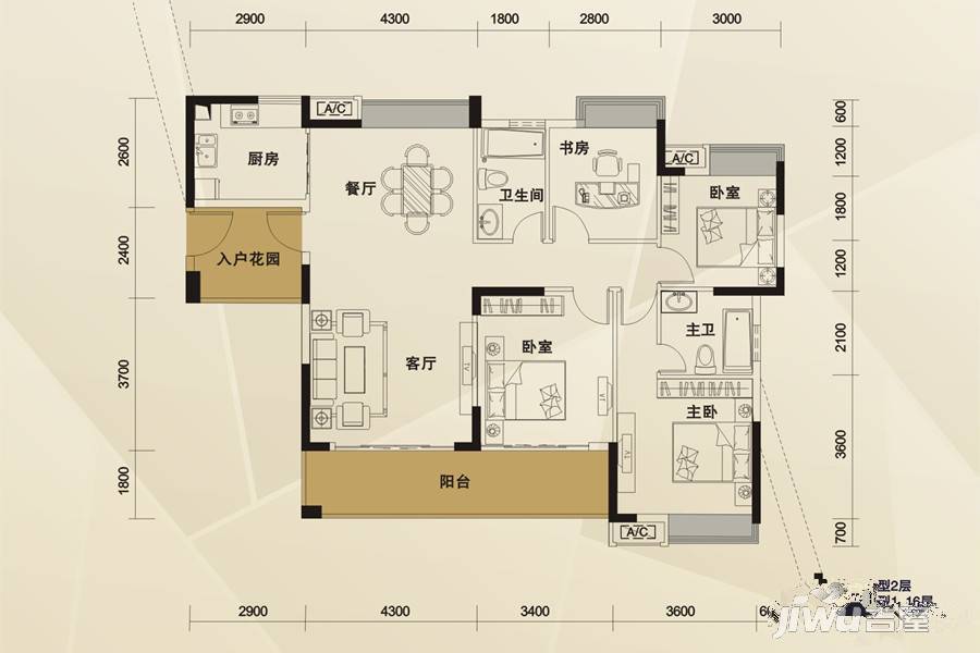 明海雅苑4室2厅2卫142㎡户型图