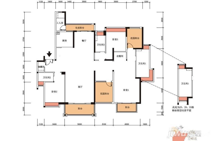 华发山庄别墅5室2厅3卫235㎡户型图